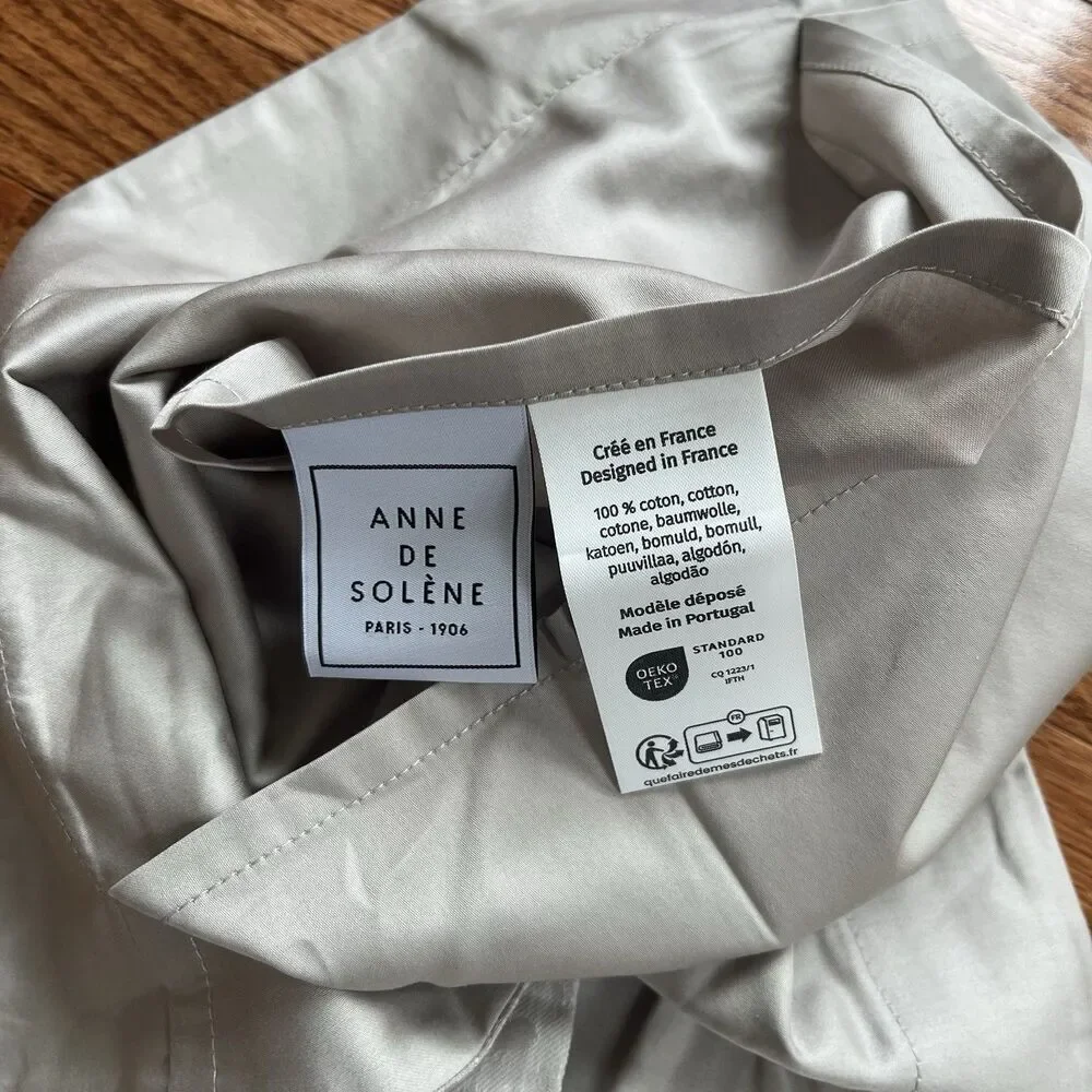 Anne De Solene Paris 2 Calliope BOUDOIR Shams Satin Jacquard Cotton Taupe Gray